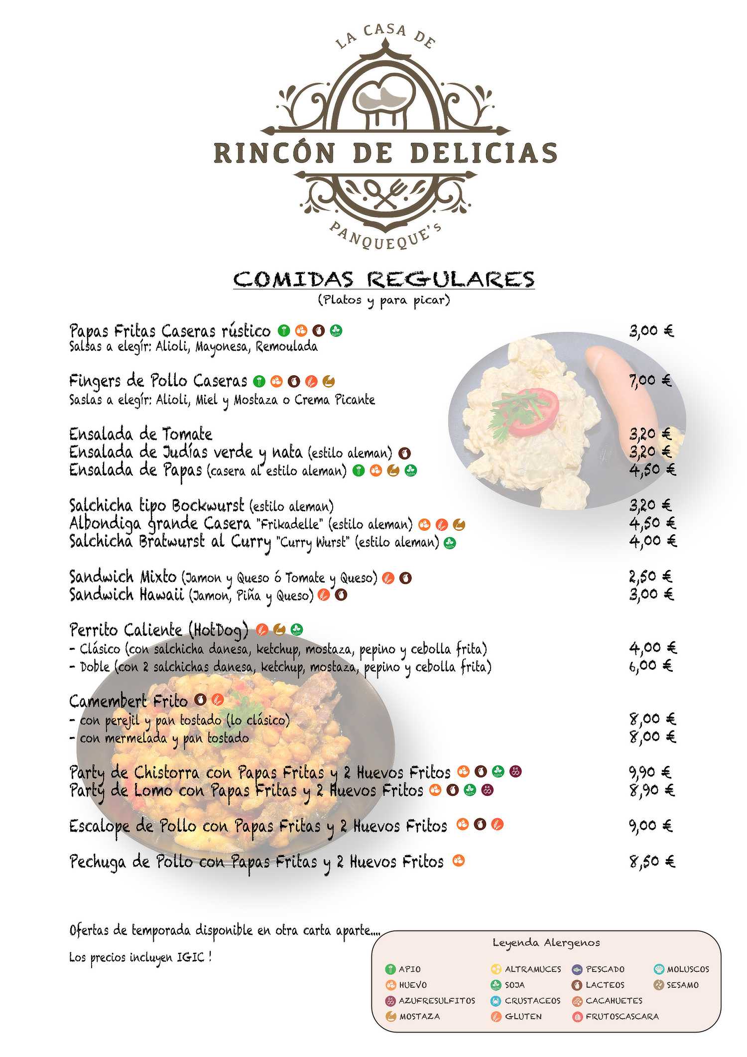 Rincón de Delicias Carta 3 Comida regular
